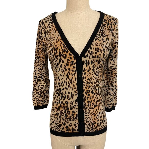 Vintage The Limited Y2K Leopard Print Button-Up Cardigan Sweater Women’s - Picture 1 of 9